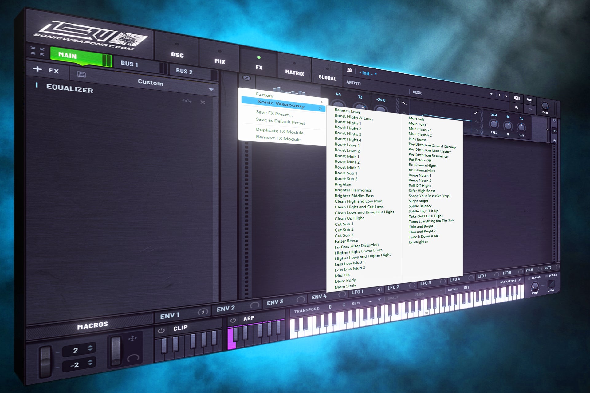 Xfer Serum 2 interface displaying the FX Arsenal 