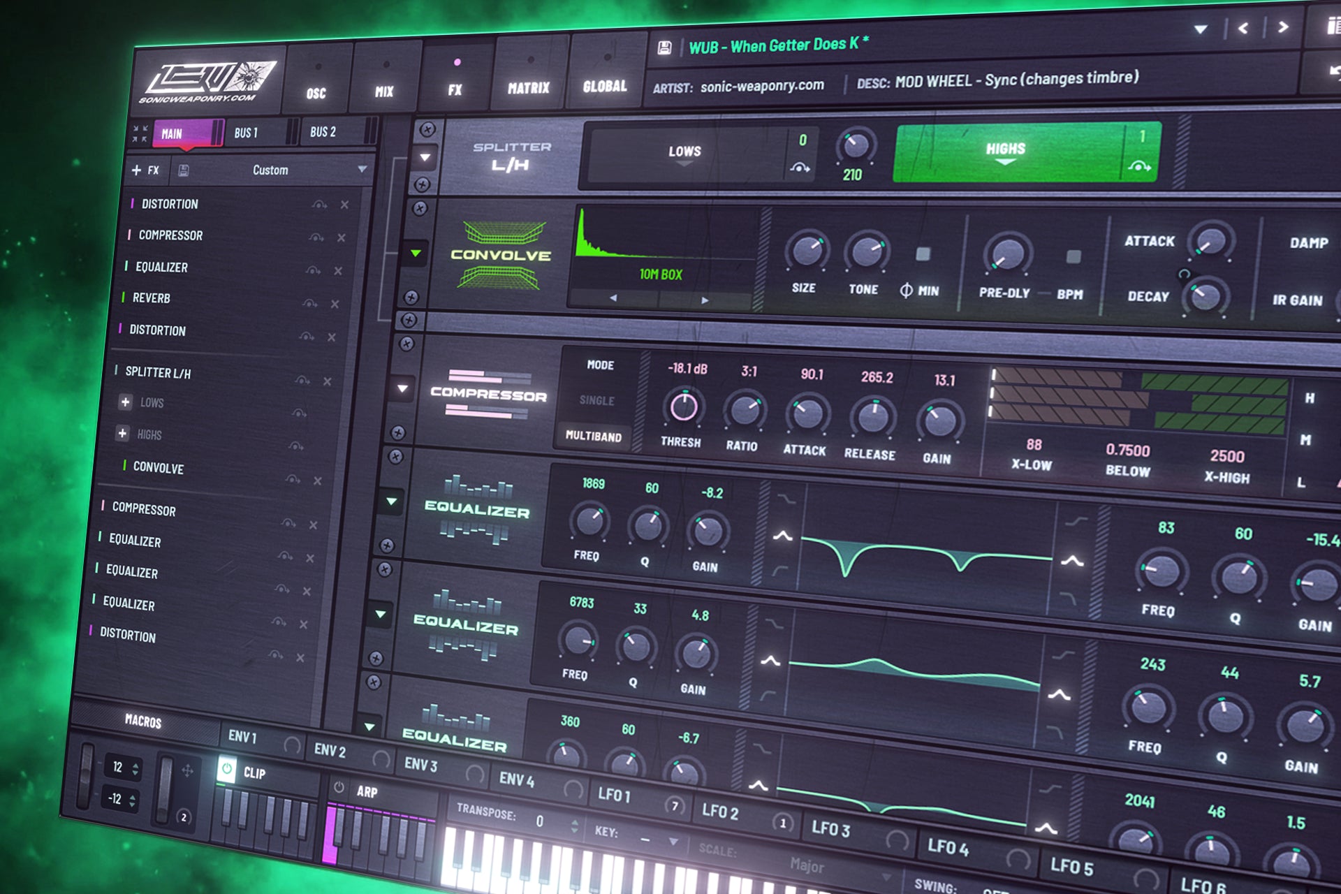 Screenshot of Serum 2's advanced FX tab showing unlimited instances and parallel processing for creating loud, mix-ready Dubstep bass directly inside the VST.