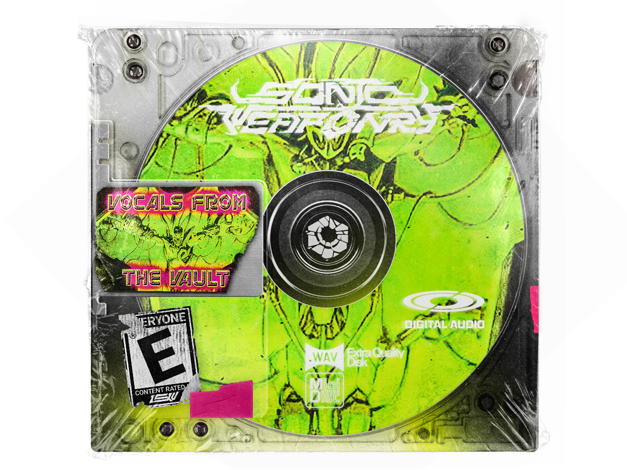 Vocals From the Vault pre drop vocals pack cover, lime green MiniDisc