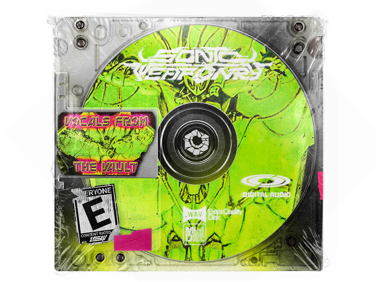 Vocals From the Vault pre drop vocals pack cover, lime green MiniDisc